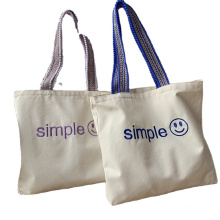 Wholesale Portable Canvas cotton Grocery Bag Reusable Foldable Shopping Tote Bag with Custom Embroidery Logo